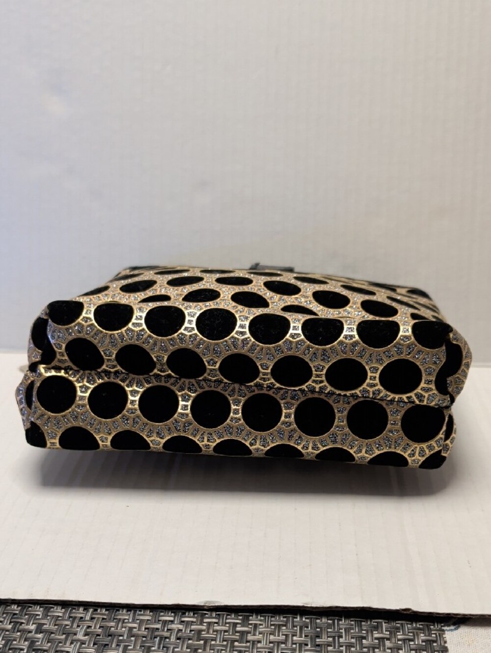 Dior Black and Gold Polka Dot Wristlet Cosmetic Bag - Picture 7 of 7